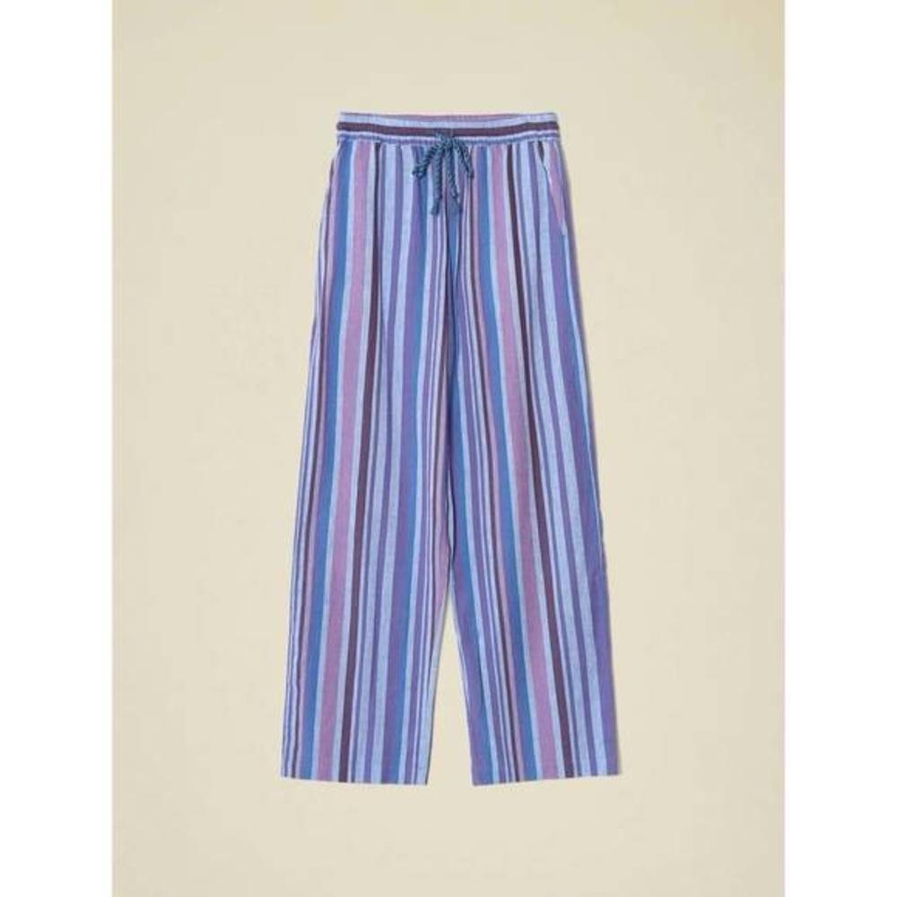 XiRENA Harper Pant Striped Cotton Linen In Ultra Violet XS